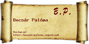 Becsár Palóma névjegykártya